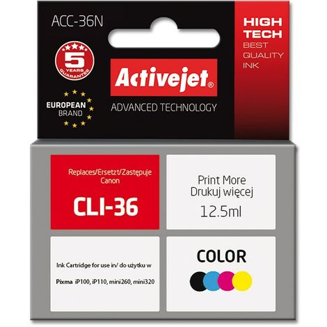 Cartouche d'encre Activejet ACC-36N (remplace Canon CLI-36  Supreme  12,5 ml  couleur) (1/2)