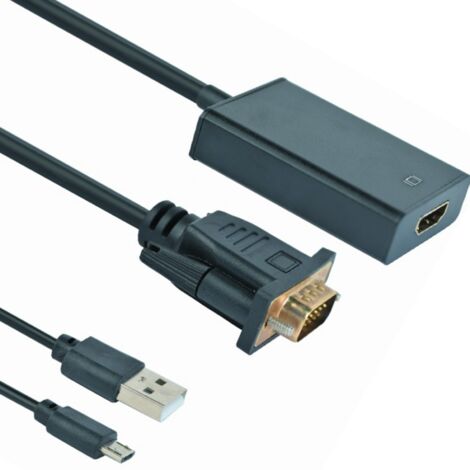 Gembird A-VGA-HDMI-01 câble adaptateur vidéo 0,15 m HDMI Type A (Standard) VGA (D-Sub) Noir (1/5)