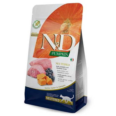 Croquettes pour chats - FARMINA N&D CAT CITROUILLE AGNEAU&BLUEBERRY ADULTE 300g (1/4)