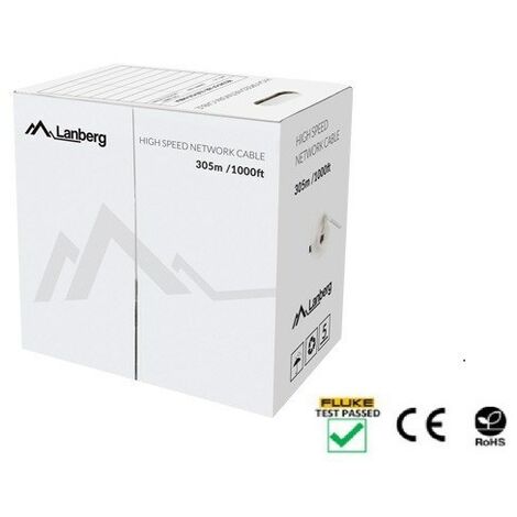 CABLE LANBERG UTP CAT.5E 305M FIL CU NOIR FLUKE