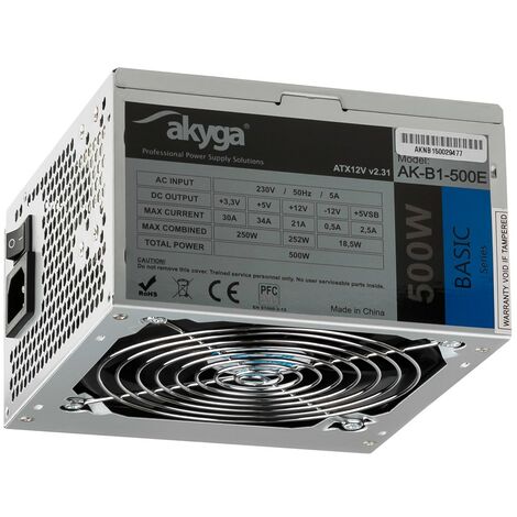 TooQ Ecopower II TFX 500W - Alimentation PC Silencieuse OEM 20+4 Broches ATX Active Argent