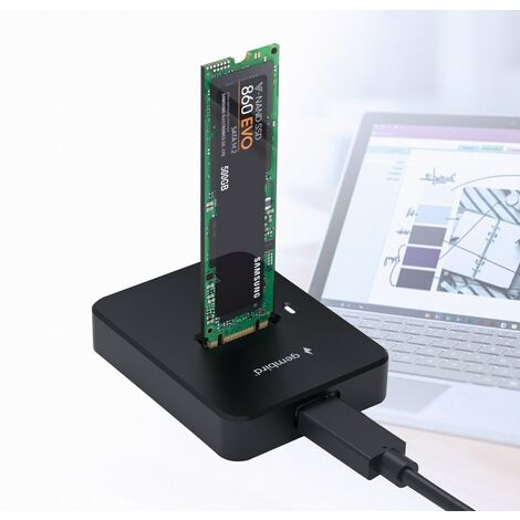 Station d'accueil Gembird DD-U3M2 pour disques SSD M.2 SATA et NVMe, USB Type-C, noire. (1/5)