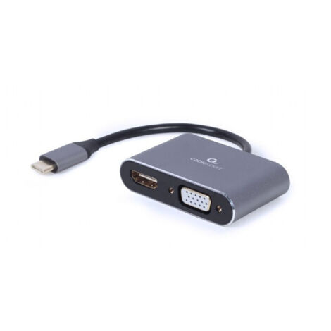 Adaptateur de câble vidéo Cablexpert A-USB3C-HDMIVGA-01, 0,15 m, USB Type-C, HDMI + VGA (D-Sub), gris (1/3)