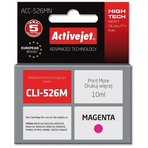 Cartouche d'encre Activejet ACC-526MN (remplace Canon CLI-526M Supreme 10 ml magenta) (1/2)