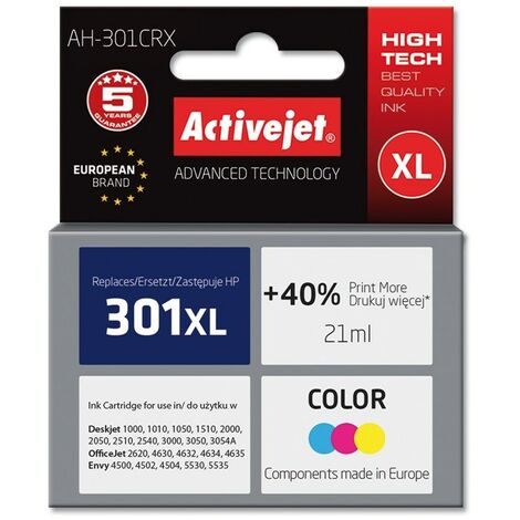 Cartouche d'encre Activejet AH-301CRX (compatible HP 301XL CH564EE qualité supérieure 21 ml couleur) (1/2)