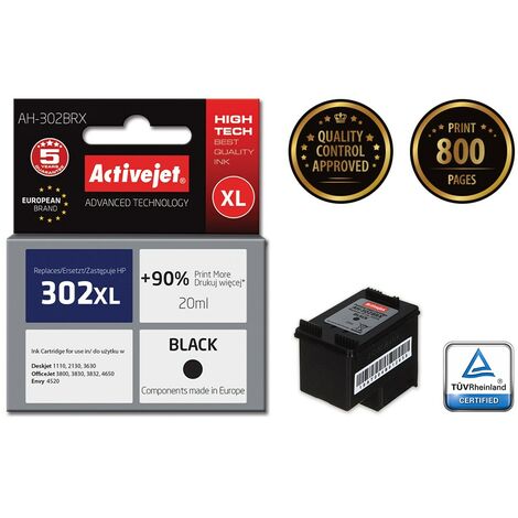 Encre Activejet AH-302BRX (remplace HP 302XL F6U68AE  Premium  20 ml  noire) (1/2)
