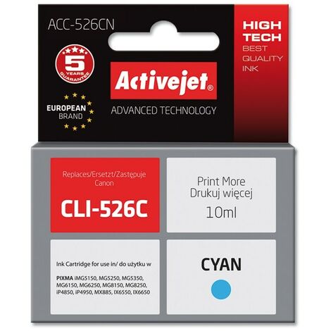 Cartouche d'encre Activejet ACC-526CN (remplacement pour Canon CLI-526C Supreme 10 ml cyan) (1/2)