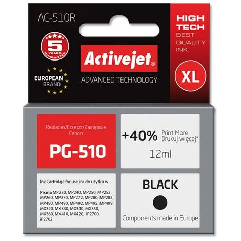 Cartouche d'encre Activejet AC-510R (remplace Canon PG-510 Premium 12 ml noire) (1/2)