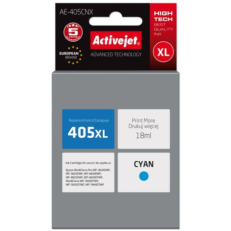 Encre Activejet AE-405CNX (remplace Epson 405XL C13T05H24010  Supreme  18 ml  cyan) (1/2)