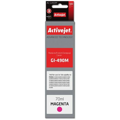 Cartouche d'encre Activejet AC-G490M (remplace Canon GI-490M  Supreme  70 ml  7000 pages  magenta) (1/2)