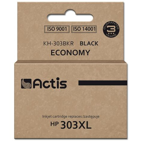 Encre Actis KH-303BKR pour imprimante HP. Compatible avec HP 303XL T6N04AE qualité supérieure 20 ml 600 pages noire