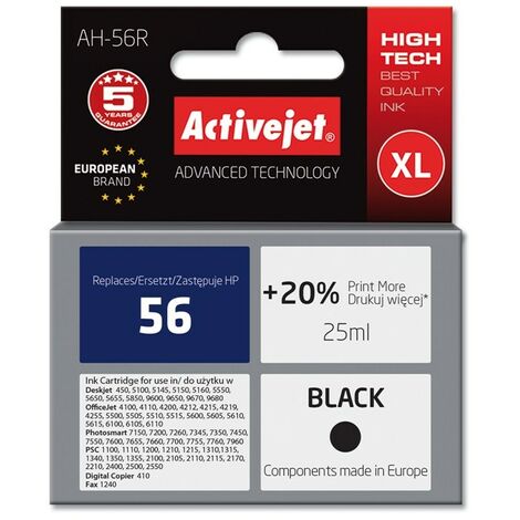 Cartouche d'encre Activejet AH-56R (remplace HP 56 C6656A Premium 25 ml noir) (1/2)