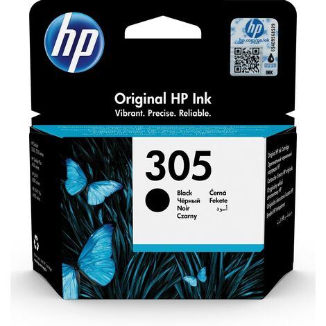 Cartouche d'encre noire originale HP 305 – Encre à base de pigment – Rendement 120 pages – Compatible imprimantes HP – Hewlett Packard