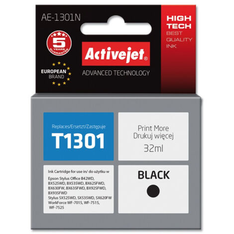 Cartouche d'encre Activejet AE-1301N (remplace Epson T1301  Supreme  32 ml  noir) (1/2)