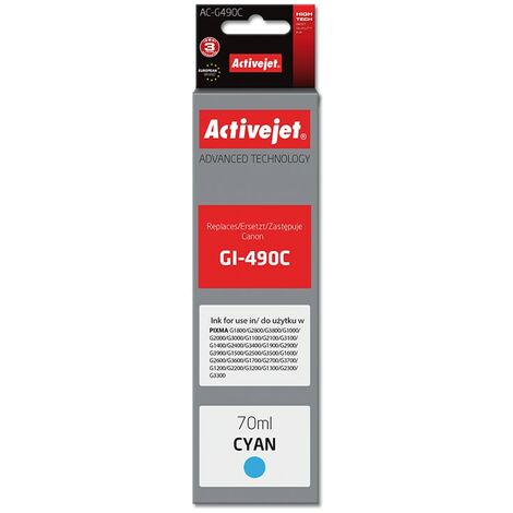 Cartouche d'encre Activejet AC-G490C (remplace Canon GI-490C  Supreme  70 ml  7000 pages  cyan) (1/2)