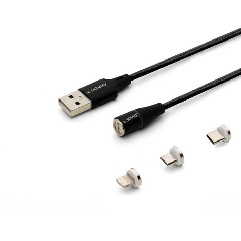 Savio CL-155 câble USB 2 m USB 2.0 USB C Micro USB A/Lightning Noir (1/2)