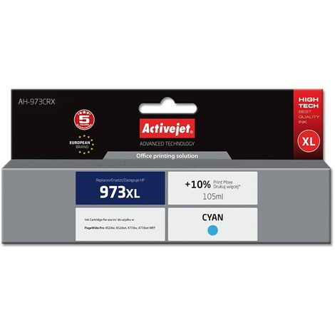 Encre Activejet AH-973CRX (remplacement pour HP 973XL F6T81AE Premium 105 ml cyan) (1/2)