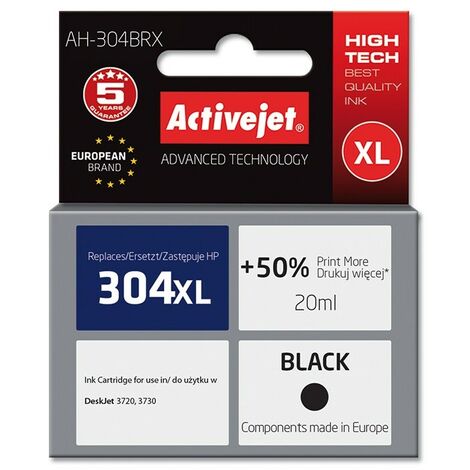 Encre Activejet AH-304BRX (remplace HP 304XL N9K08AE  Premium  20 ml  noire) (1/2)