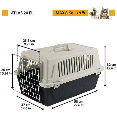 FERPLAST Atlas 20 EL - cage de transport pour animaux, gris noir