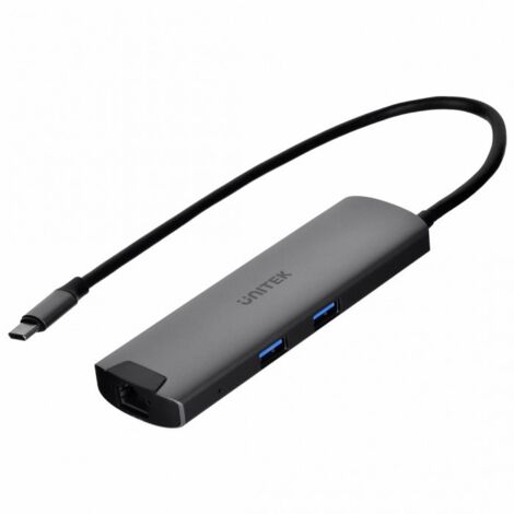 Hub actif Unitek H1112F : USB-C 5 Gbps, HDMI, RJ-45, alimentation 100 W (1/5)