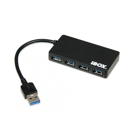 iBox IUH3F56, hub d'interface USB 3.2 Gen 1 (3.1 Gen 1) Type-A 5000 Mbit/s, noir (1/3)