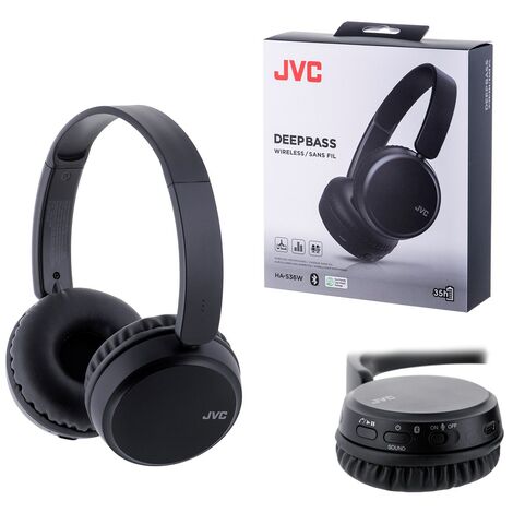 Casque sans fil JVC HA-S36W avec arceau, appels et musique, Bluetooth, noir (1/5)