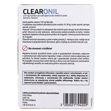 FRANCODEX Clearonil Race moyenne - gouttes antiparasitaires pour chien - 3 x 134 mg