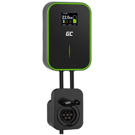 Borne de recharge murale Green Cell pour véhicules électriques 22 kW avec prise et RFID (1/5)