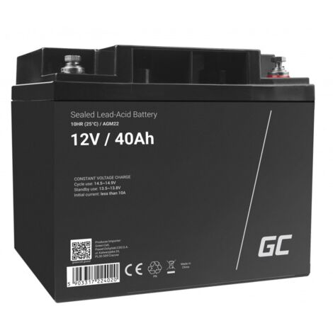 Batterie AGM22 pour onduleur Green Cell, plomb-acide scellée (VRLA), 12 V, 40 Ah (1/5)