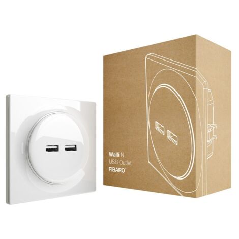 Prise de courant Fibaro Walli N 2 ports USB blanche (1/5)