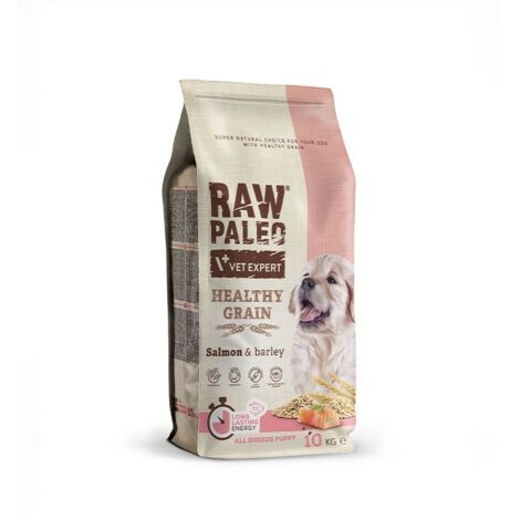 Croquettes VetExpert Raw Paleo Healthy Grain Salmon & Barley pour chiots - 10 kg (1/3)