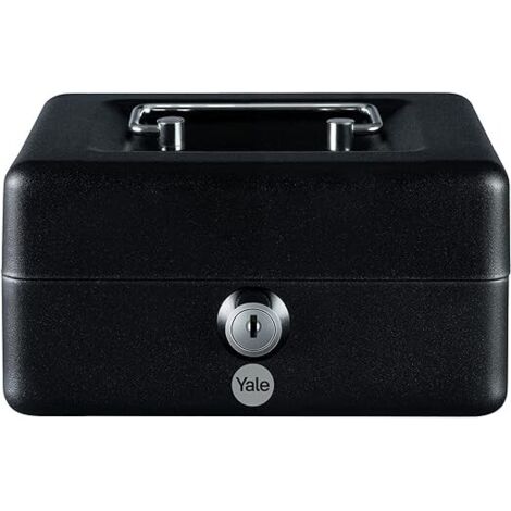 Coffre-fort Caisse à Monnaie Yale - Serrure à Clé, Plateau Amovible - Noir Mat - Pour Maison Et Petit Commerce