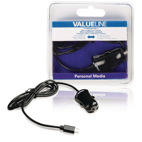 Chargeur automatique Micro-USB Valueline VLMB60890B10, câble Micro USB mâle - 12 V, 1,00 m, noir, 2,1 A (1/4)