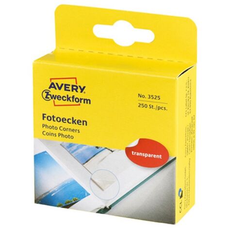 Coins photo Avery AV-3525 Zweckform 19x17 mm 250 pièces Transparent (1/2)