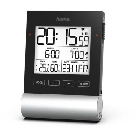 Réveil radio-piloté Hama Black Line Noir (1/3)