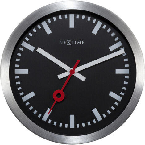 NeXtime NE-3998STZW Porte-clés 'Station' Ø19 Cm. Geborsteld Aluminium Compact (1/4)