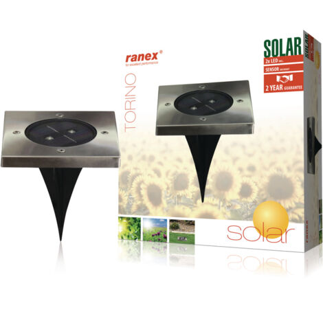 Ranex RA-5000406 Spot solaire à LED en acier inoxydable (1/4)