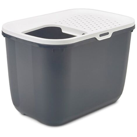 SAVIC HOP Anthracite avec couvercle blanc – Bac à litière pour chat – 58,5 x 39 x 39,5 cm – 1 pc. (1/5)