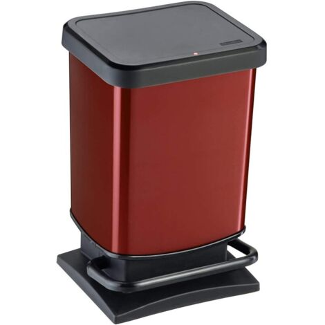 Poubelle à pédale Rotho Paso 20L Rouge métallisé (1/3)