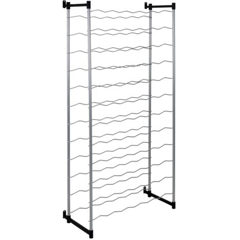Porte-bouteilles pour 72 bouteilles – Dimensions 59x26x124 cm – Couleur argent/noir – Structure métallique robuste – Metaltex (1/3)