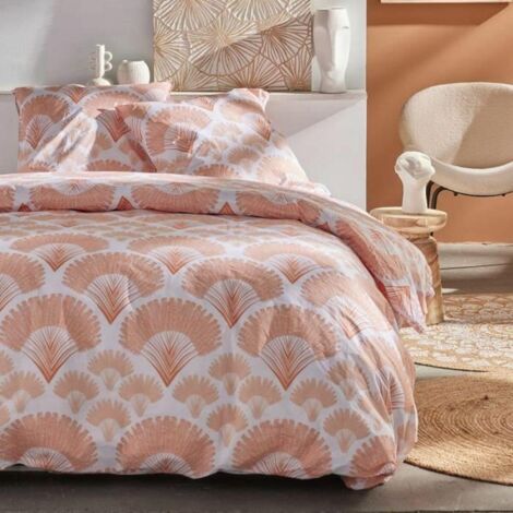 Housse de couette et deux taies coton (260 x 240 cm) Nebulla Beige
