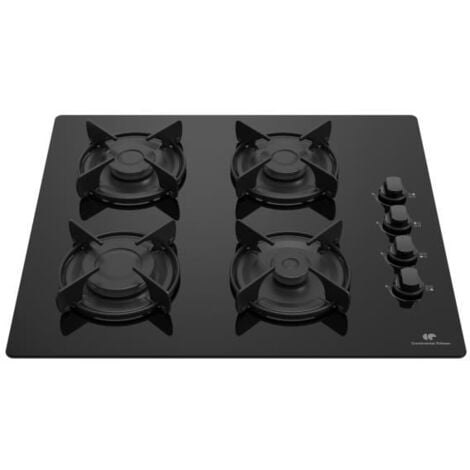 Table de cuisson 4 feux CONTINENTAL EDISON - Gaz - Verre noir
