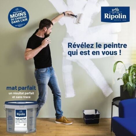 Peinture mate parfaite pour murs et plafonds - Blanc mat - RIPOLIN - 2,5 L