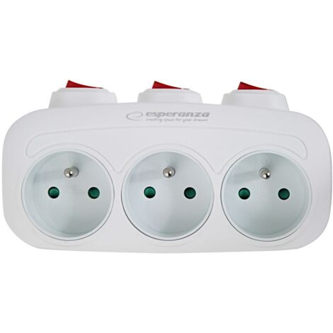 Repartiteur electrique esperanza elk307w 3 prises avec interrupteur blanc (1/5)