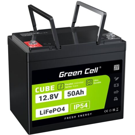 green-cell LiFePO4 50Ah Batterie Lithium 12V Noir Vert (1/5)