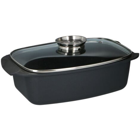 Plat à rôtir Alpina avec couvercle en verre 5,5 L 39,5 x 22,5 x 10,8 cm Noir (1/5)