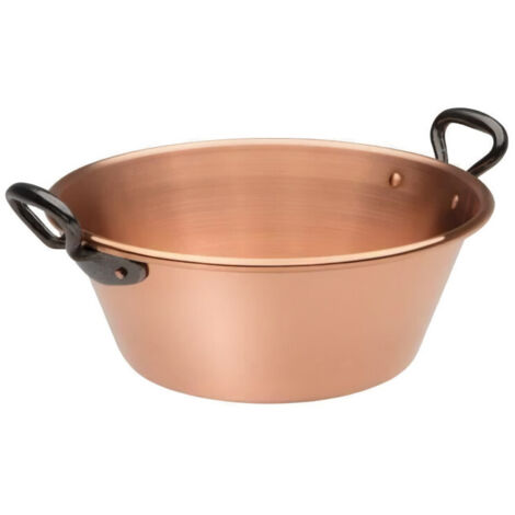 Bassine à confiture 26 cm en cuivre 12/10ème – Anses en fonte – Compatible tous feux sauf induction – Baumalu (1/3)