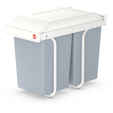 Hailo – Poubelle de tri encastrable 2 x 14 L – Installation sous meuble 30 cm – Corps en tôle d’acier – Couvercle déplaçable – Capacité 28 L (1/10)