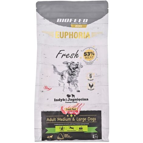 BIOFEED Euphoria Viande fraîche Dinde/Agneau M/L 2 kg (1/3)