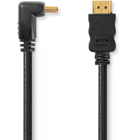 Câble HDMI haute vitesse Nedis CVGP34200BK15 avec connecteur Ethernet HDMI coudé à 90° - 1,5 m - Noir (1/3)
